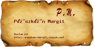 Pászkán Margit névjegykártya
